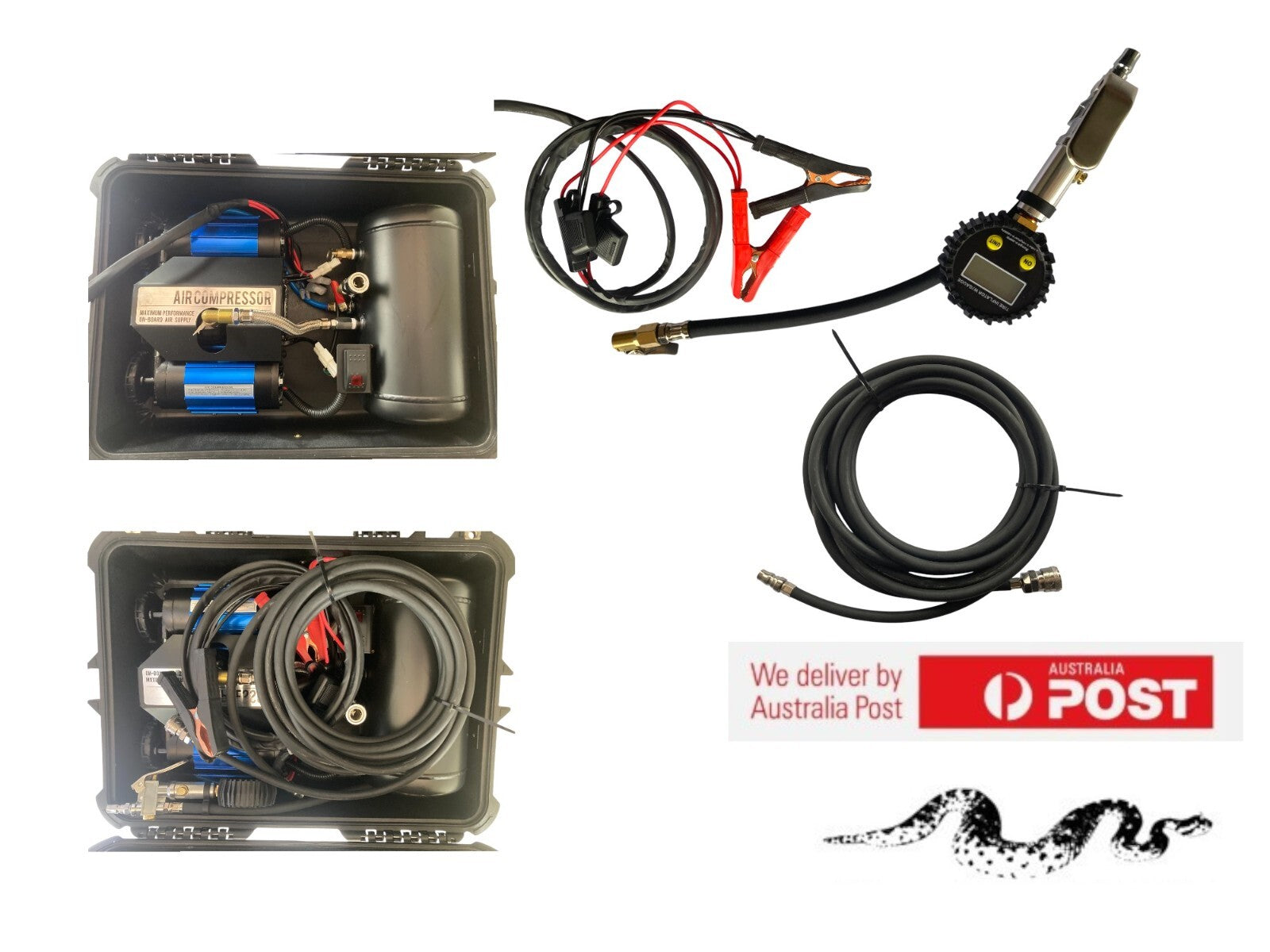 180psi Dual Air Compressor 12V Tyre inflation Caravan Twin Double Cylinder 4x4